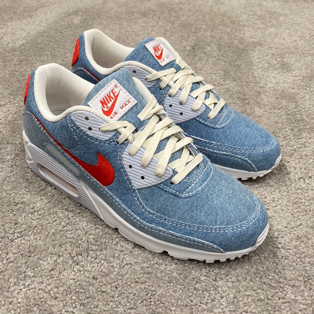 NEW Nike Air Max 90 Light Wash Denim Pack Sneakers DV2120-900 Mens Size 11